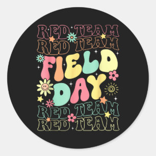 Sticker Rond Field Day Red Team Couleur War Camp Équipe Jeu Com