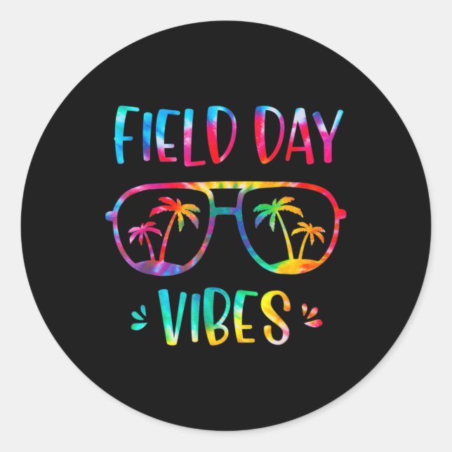 Sticker Rond Field Day Vibes Amusement Pour Les Enfants Enseign (Devant)