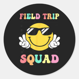 Sticker Rond Field Trip Squad Jour Super de campagne Hippie Smi
