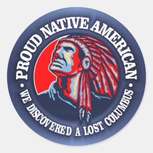 Sticker Rond Fier Amérindien 2