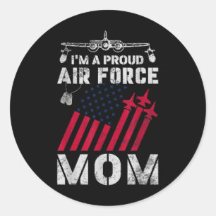 Sticker Rond Fier Armée de l'air Maman Militaire Us Force aérie