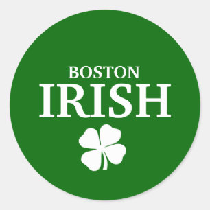 Sticker Rond Fier BOSTON IRLANDAIS !Saint Patrick's Day