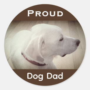 Sticker Rond Fier Chien Papa Sombre Brown
