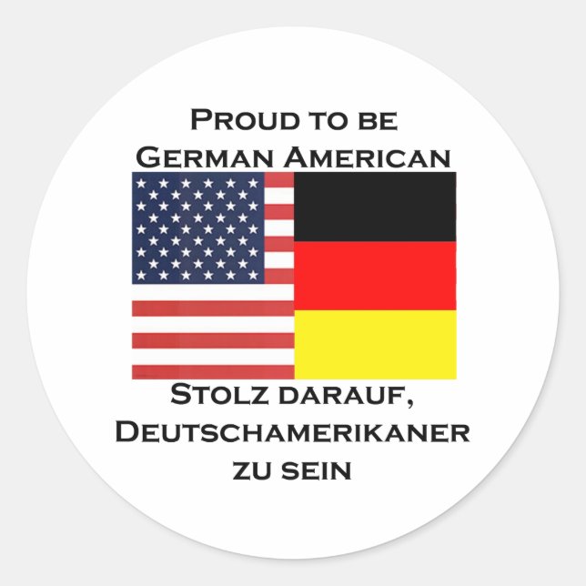 Sticker Rond Fier d'être Allemand Américain (Devant)