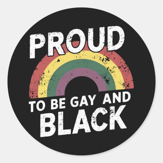 Sticker Rond Fier d'être gay et Mois de la fierté noire 2025 (Devant)