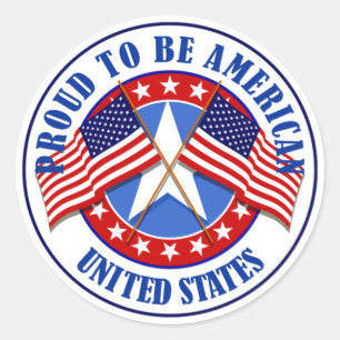 Sticker Rond Fier D'Être Un Américain