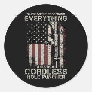 Sticker Rond Fier drapeau américain vétéran des droits d'armes 