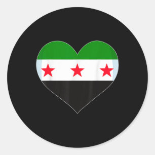 Sticker Rond Fier drapeau syrien Vintage sans Syrie Heart Love 