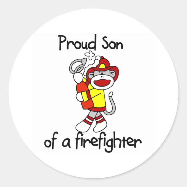 Sticker Rond Fier Fils de pompier (Devant)
