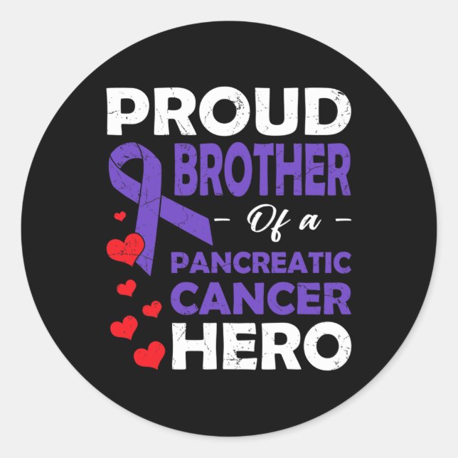 Sticker Rond Fier Frère D'Un Héros De Cancer Pancréatique Guerr (Devant)