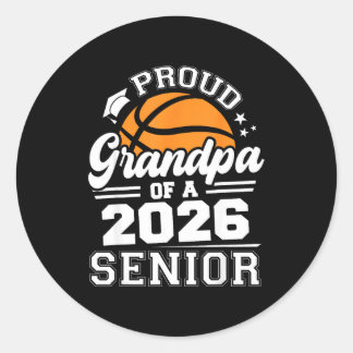Sticker Rond Fier grand-père d'un diplômé senior de basket-ball