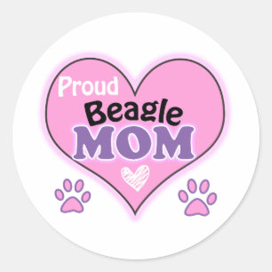 Sticker Rond Fier maman Beagle