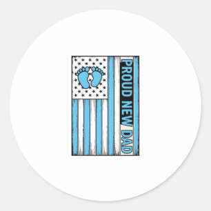 Sticker Rond Fier Nouveau Papa Pieds de Bébé Drapeau Vector Des