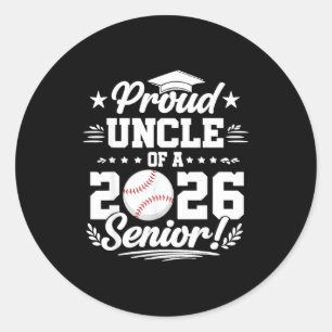Sticker Rond Fier oncle d'un diplômé de baseball senior 2026
