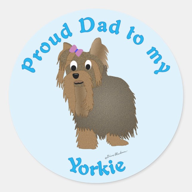 Sticker Rond Fier papa à mon Yorkie (Devant)