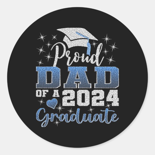 Sticker Rond Fier Papa De 2024 Diplômé Awesome Family College (Devant)