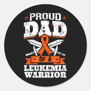 Sticker Rond Fier Papa D'Une Leucémie Guerrier Daddy Awareness 