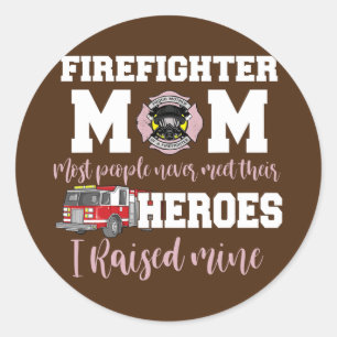 Sticker Rond Fier Pompier Maman Soutien Mince Ligne Rouge