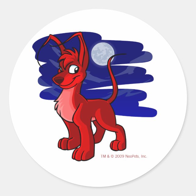 Sticker Rond Fier rouge Gelert par lune (Devant)