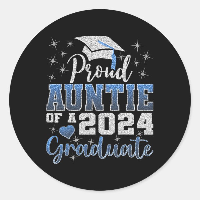 Sticker Rond Fier Tante De 2024 Diplômé Awesome Famille Colle (Devant)