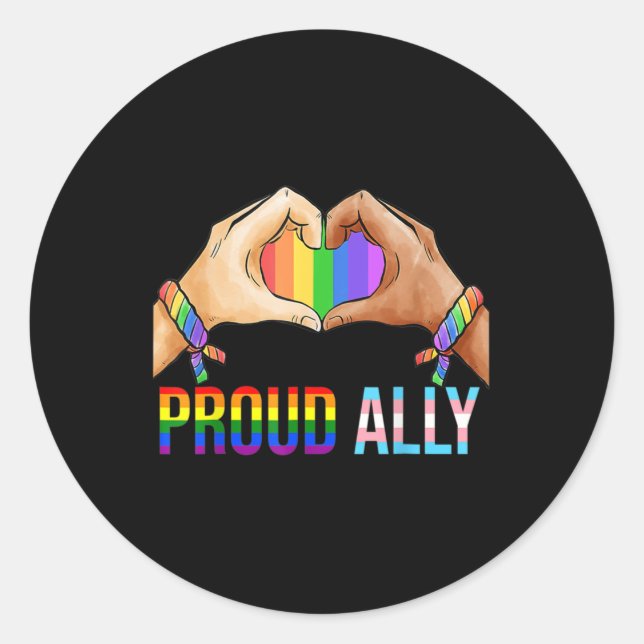Sticker Rond Fière Ally Pride LGBT Drapeau Transgenre Coeur Gay (Devant)