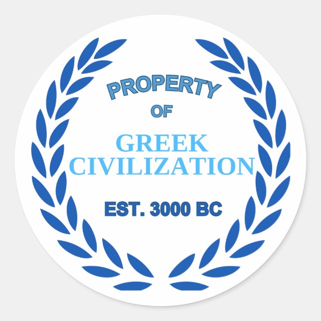 Sticker Rond Fière d'être grecque -Propriété de la civilisation (Devant)