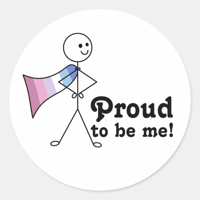 Sticker Rond Fière d'être moi Bigender Pride super héros (Devant)