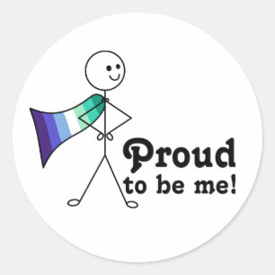 Sticker Rond Fière d'être moi Hommes Gay Pride super héros