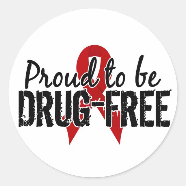 Sticker Rond Fière D'Être Sans Drogue (Devant)