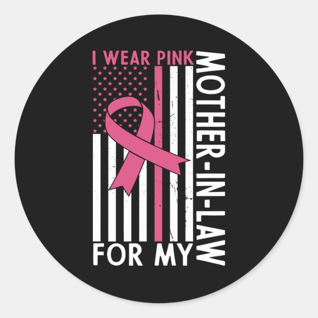 Sticker Rond Fière famille Cancer du sein guerrière Mère-en-Bel (Devant)