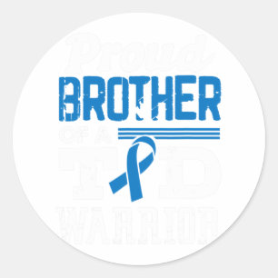 Sticker Rond Fière Frère D'Un Guerrier Du T1D Sensibilisation A