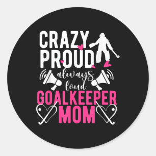 Sticker Rond Fière gardienne de but de hockey sur gazon Maman d