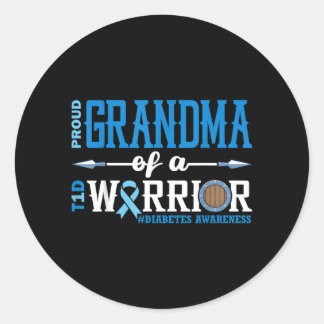 Sticker Rond Fière grand-mère d'un guerrier T1d Sensibilisation