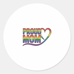 Sticker Rond Fière Maman Cœur Arc-en-ciel Gravure Vintage Desig