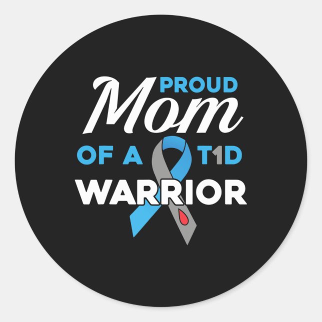 Sticker Rond Fière Maman Du Diabète Guerrier T1D Sensibilisatio (Devant)