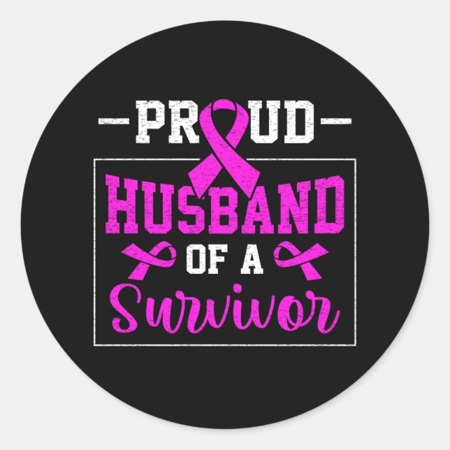 Sticker Rond Fière Mari De Survivant Sensibilisation Au Cancer  (Devant)