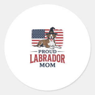 Sticker Rond Fière mère Labrador Patriote Chien Halloween T-shi