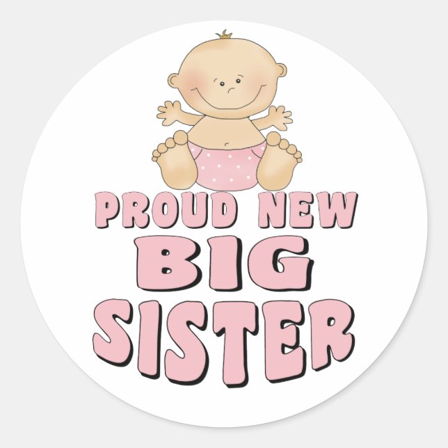 Sticker Rond Fière nouvelle grande soeur fille (Devant)