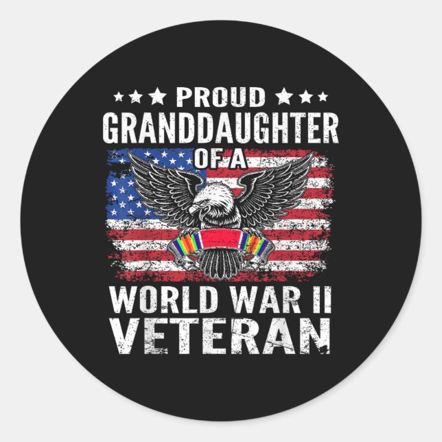 Sticker Rond Fière Petite-Fille D'Un Vétéran 2ème guerre mondia (Devant)