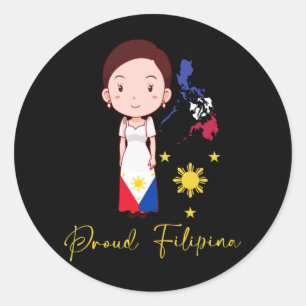 Sticker Rond Fière Philippines Femme Philippine Pide Pinay Girl