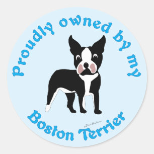 Sticker Rond Fièrement possédé par un Boston Terrier