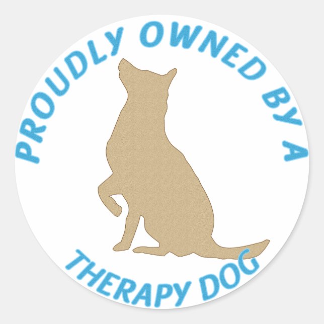Sticker Rond Fièrement possédé par un chien thérapeutique (Devant)