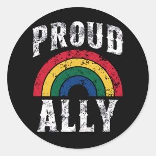 Sticker Rond Fierté arc-en-ciel Fière Ally Lesbian Pride Vintag