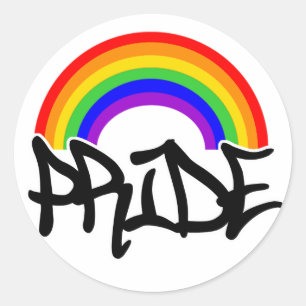 Sticker Rond Fierté avec l'arc-en-ciel