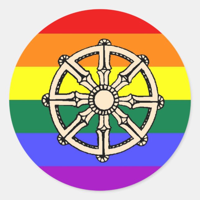 Sticker Rond Fierté bouddhiste gay (Devant)
