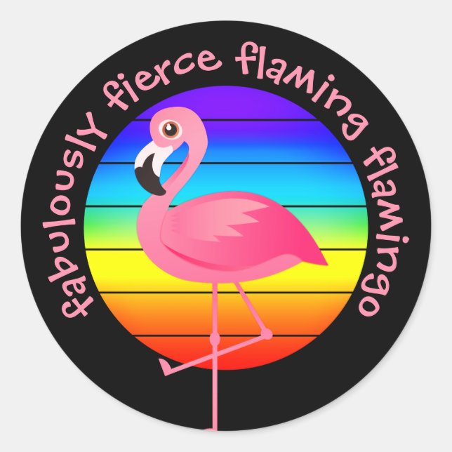 Sticker Rond Fierté du Flamant rose flamboyant (Devant)
