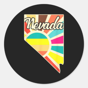 Sticker Rond Fierté du Nevada rétro contour de l'État soleil co