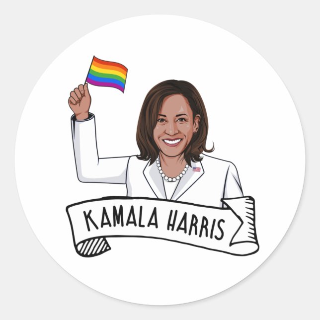 Sticker Rond Fierté heureuse de Kamala Harris (Devant)