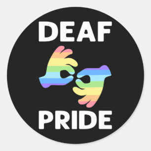 Sticker Rond Fierté. Langue des signes de la main de sensibilis