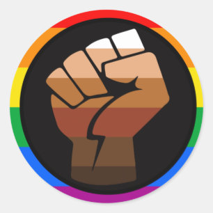 Sticker Rond FIERTÉ LGBTQ (POC Fist Pride)